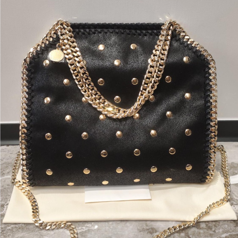 Stella McCartney Black Studded Chain-Trim Shoulder Bag